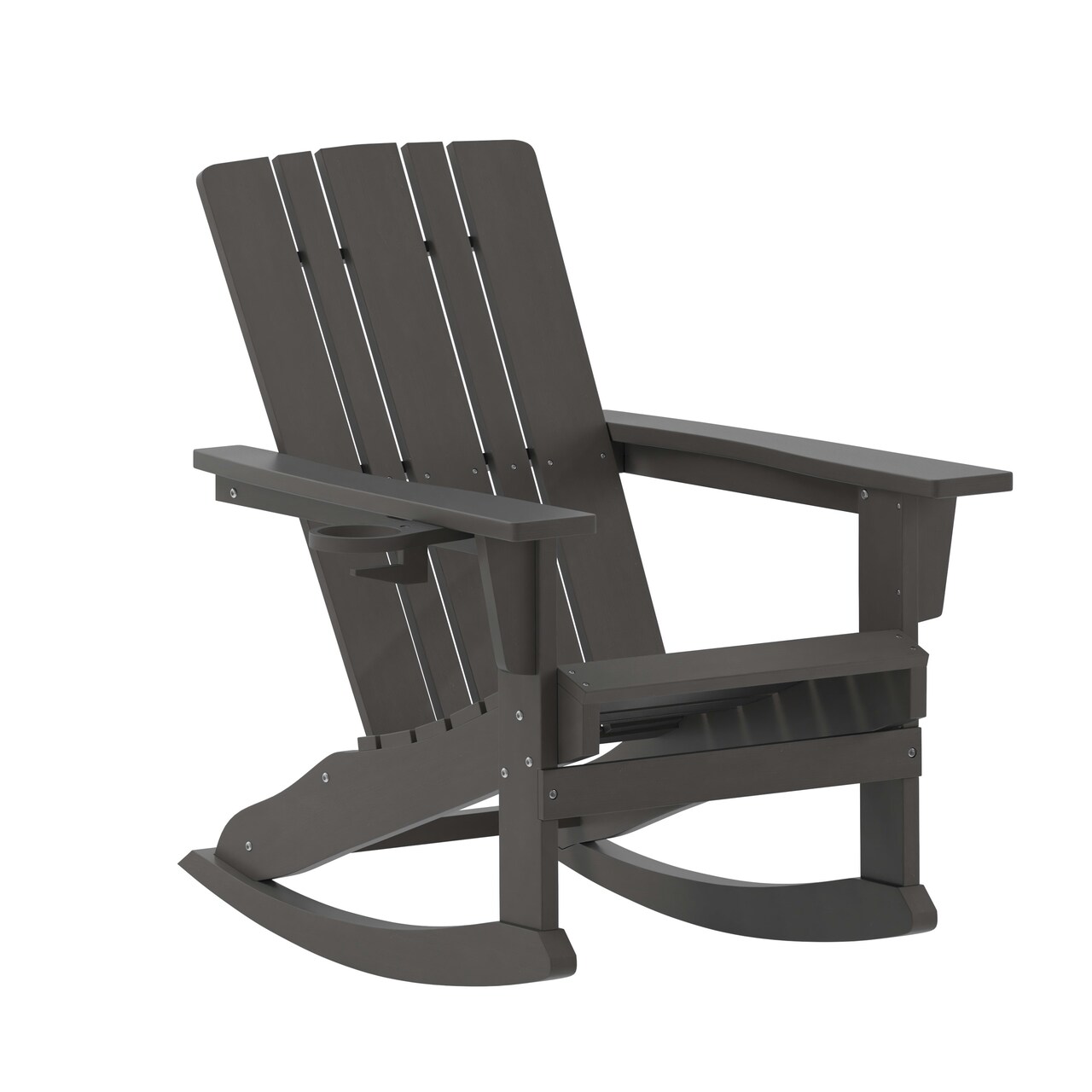 Merrick Lane Ridley HDPE Adirondack Chair with Cup Holder and Pull Out Ottoman, All-Weather HDPE Indoor/Outdoor Chair